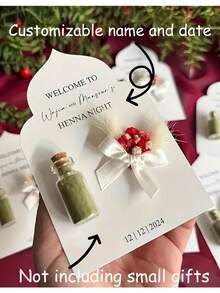 可定制伴娘礼品标签 - 个性化姓名和日期，优雅的白色和绿色设计，非常适合婚礼和新娘送礼会回礼，婚礼回礼 | 耐用礼品标签学校用品，返校 - A - 查看 1