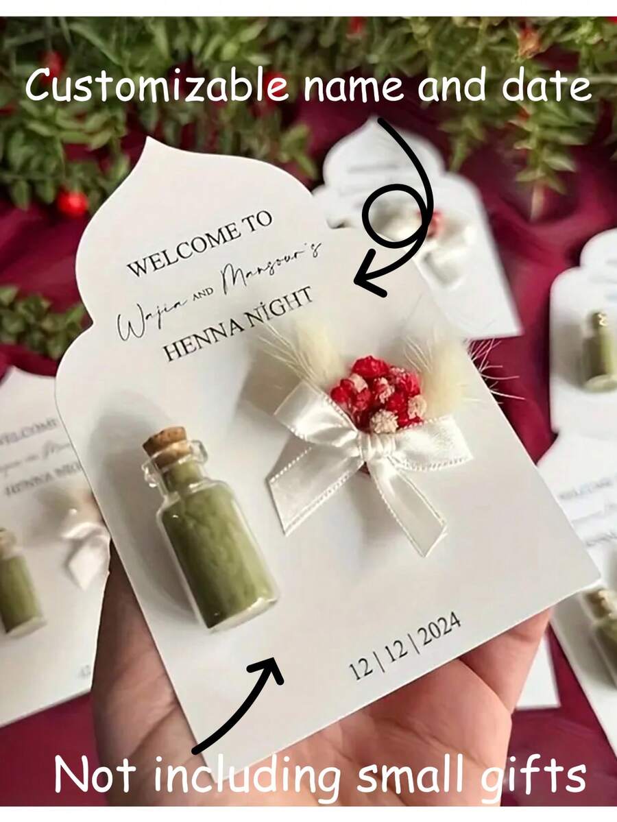可定制伴娘礼品标签 - 个性化姓名和日期，优雅的白色和绿色设计，非常适合婚礼和新娘送礼会回礼，婚礼回礼 | 耐用礼品标签学校用品，返校 - A - 查看 1