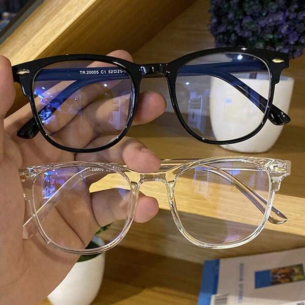 2pcs Rivet Decor Flat Top Unisex Sunglasses, Casual Style