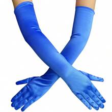 1 par de luvas longas de cetim pretas femininas, luvas sensuais para noite, adequadas para casamentos e festas