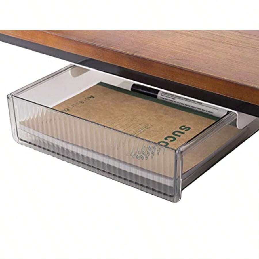 Under Desk Drawers For Organization Pull Slide Out Drawer Underneath Table With Lip Attachable Under Shelf Pencil Drawer Clear Light Black - 清晰淺黑色調 - 查看 1