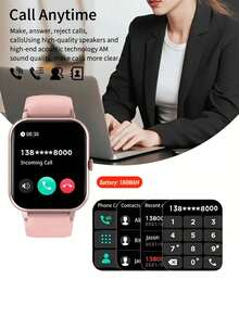 Sporty Smart Watches,Smart Watch For Women With High Definition Screen Smartwatch 1.70-Inch LED High-Definition Color Screen With Curved Surface, Fully Fitted Touch Screen Support For Multiple Languages, Wireless Charging Function, Music Player, Phone Call Function, Message NotificationLarge Capacity 180MAH