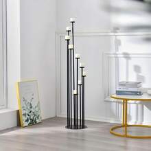 9-Arm Candle Holder, Floor Candelabra For Fireplace Decor, Gold/Black Metal Candle Stand For Pillar Tealight Candles, Suitable For Wedding, Christmas, Home Decor, Birthday Party - Multicolor - View 5