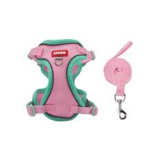 Pet Harness And Leash Sets Adjustable Harness For Small Dog Leash Color Splicing Breathable Pet Harness Out Walking Cat Dog Strap