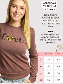 Fleece Blouse With Cuffs And Love Print, Warm Winter - 棕色 - 查看 3