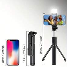Scalable Phone Selfie Stick With Built-In Fill Light Telescopic Phone Selfie Stick With Built-In Light, Professional Live Streaming Tripod, Wireless Remote 360° Rotating Smartphone Tripod For Hiking/Travel/Vlog/Outdoor For Summer Vacation, Travel, Outdoor Activities, Live Streaming, Stable Recording