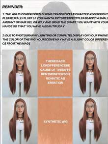 优雅的 13x4 24 英寸棕色直发蕾丝前假发,适合女性 - 耐热合成头发,预拔自然发际线和婴儿头发,非常适合日常佩戴、婚礼、万圣节和圣诞节 - 鏽棕色 - 查看 12