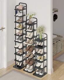 HaluPeit Vertical Shoe Rack, 6-Tier Shoe Racks, Shoe Tower For Small Spaces, Freestanding, Adjustable, Space Saving, Black - Black - View 3