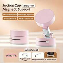 [ Adjustable Phone Holder ]1, Multi Angle Rotating Car Phone Holder | Vacuum Suction Cup, Magnetic, Portable, Stable, Foldable, Telescopic Design, Suitable For General Scenarios, Black/ White/ Pink
