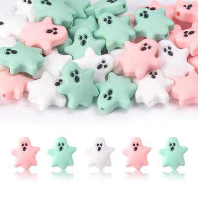 6 uroczych silikonowych zawieszek w kształcie duchów – zestaw koralików do samodzielnego tworzenia biżuterii, materiały do tworzenia bransoletek, breloków, zawieszek, smyczy identyfikacyjnych i dekoracji z koralików