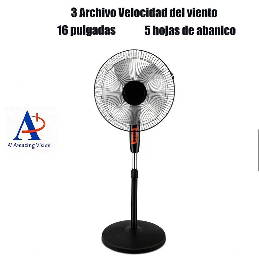 AMAZING VISION Ventilador de pared-16 pulgadas-5 aspas de ventilador-ventiladores de pared de 3 velocidades,,ventiladores de pared con cabezal móvil para uso doméstico - Tipo de Enchufe A USA (110-127V) - Ver 1