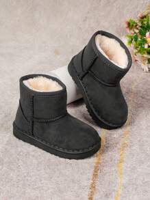 Kids Short Snow Boots, Warm Plush Lining Girls Boots, Comfortable & Fashionable Snow Boots For Outdoor Activities, Durable & Breathable Boys Shoes