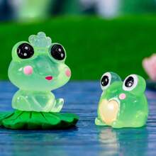 Luminous Frog, 6/8/12 Pcs Frog Light Garden, Mini Resin Frog, Mini Frog Garden Decor, Suitable For Decoration Of Mini Gardens, Doll Houses And Potted Plants