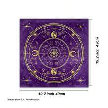 1pc Mystical Tarot Constellation Square Altar Cloth - Witchy Nature Tablecloth With Tarot Card Reading Design Perfect For Spiritual Occasions And Festivals, Mystical DecorCelestial Theme Suitable For Divination Beginners Placenta - Black - View 7