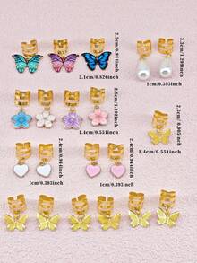 20pcs Butterfly Braids Clips Crystal Dreadlocks Hair Accessories Colorful Butterfly Pendant Faux Pearl Shiny Hair Clips Star Braids Beads Hair Clips Cuff Rings Hair Accessories Gifts, Head Accessories - Gold - View 7
