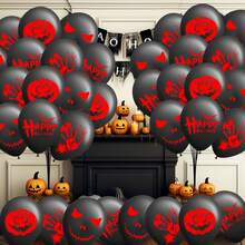 32pcs Halloween Balloons, 12inch Black Latex Balloons, For Black Themed Party Decorations, Fun Halloween Party, Graduation, Wedding, New Year, Gender Reveal, Bachelorette, Birthday Party Decorations, Photo Studio Photo Background Decoration Props