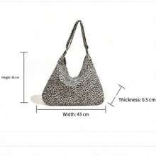 Bolso de hombro casual con gran capacidad y estampado de leopardo, adecuado para compras y paseos.