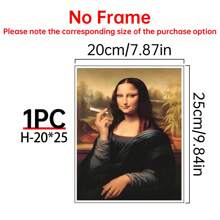 Art Decor Modern Mona Lisa Canvas Print, Fashion Theme Retro Portrait Wall Art, Frameless Ink Artwork, Indoor Hanging Decor Poster For Living Room, Bedroom, Home Office - Basquiat-Inspired Watercolor Design Gifts Birthday Graduation