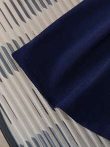 Young Girl Fashionable Casual Two Pieces Splicing Bow Striped Long Sleeve Button Floral Decor Collar A-Line Dress For Daily, Home, Outdoor, Sports, Spring & Autumn - Blue and White - View 7