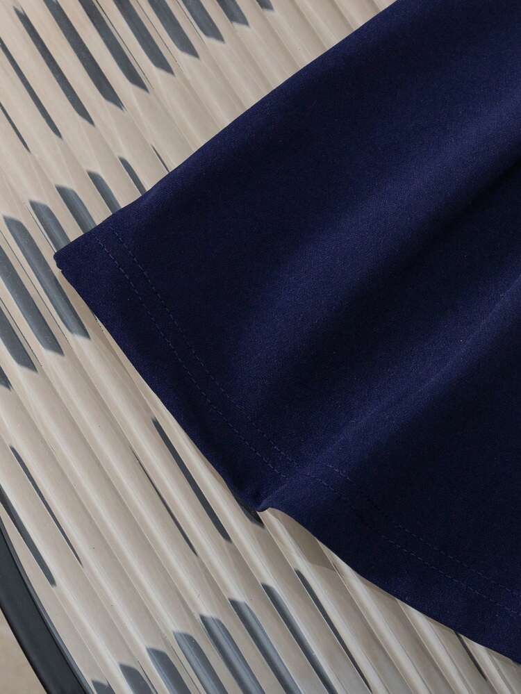 Young Girl Fashionable Casual Two Pieces Splicing Bow Striped Long Sleeve Button Floral Decor Collar A-Line Dress For Daily, Home, Outdoor, Sports, Spring & Autumn - Blue and White - View 7