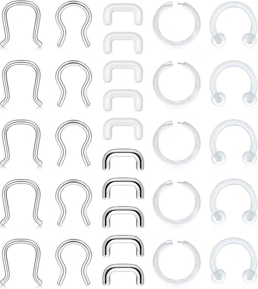 Horseshoe Septum Rings Surgical Steel Nose Piercing Jewelry 6mm-12mm - 16G-8毫米-C - 查看 1