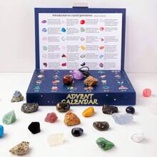 24-Day Crystal Advent Calendar With 24 Natural Gemstones | STEM Geology Learning Kit | DIY Mineral Collection | Christmas Gift For Kids & Crystal Lovers