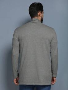 Men's Cardigan Cold Weather Blouse Overcoat Kimono Jacket Long Sleeve Coat With Pocket Fleece Knit Plus SIZE EXG SIZE - Gris Oscuro - Ver 2