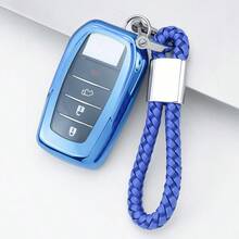 适用于丰田2019-2024款车型（Venza、RAV4、Land Cruiser、Fortuner、Grand、Highlander、Corolla、Cross、Hilux）的钥匙扣套/钥匙包，精致高端，男女皆宜。 - 銀邊編織扣 - 查看 6