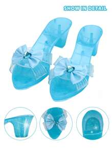 1 pièce Sandales de princesse pour filles, chaussures de princesse en cristal, chaussures de fête habillées, chaussures à nœud, accessoires de rôle de représentation, jouet chaussures en cristal, cadeaux de Noël/Fête des enfants/Anniversaire