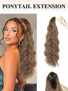 Ponytail Extensions, Long Claw Clip In Ponytail Hairpiece Synthetic Pony Tails Hair Piece Natural Wavy Hairpieces For Women, 20 Inch - Multicolor - View 21