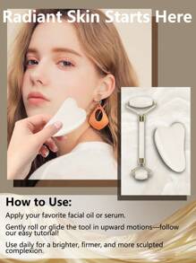 Conjunto de Ferramentas de Massagem de Beleza Facial, Incluindo Rolo, Prancha de Massagem, Prancha de Raspagem das Costas do Corpo, Opções de Rosa e Branco