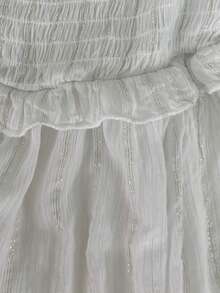 Top de mujer con  Brillo  Fiesta    Bajo con volante    diario para    verano talla unica entre s/m - Crema - Ver 4