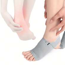 2 件足弓支撑绷带尼龙鞋垫足垫，男女通用足底筋膜炎袜子 - 灰色 - 查看 4