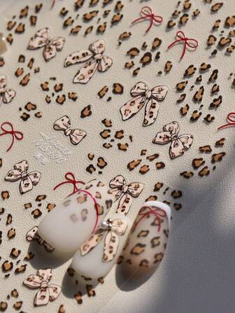 1 pieza Calcomanías de uñas estilo ciberpunk, autoadhesivas, lazos de leopardo para una manicura con efecto glitch, decoración DIY para mujeres y niñas, ideal para uñas de fiesta, perfecta para uñas DIY de otoño e invierno