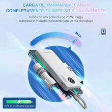 MOREKA Banco de energía móvil portátil con batería de larga duración de 10000 mAh, salida de cuatro cables, salida Apple, salida USB, salida tipo C, salida Android, compatible con múltiples modelos de teléfonos móviles, adecuado para salir, viajar, viajes de negocios, regalos. - Blanco - Ver 5