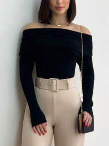 WOMEN'S LONG SLEEVE TAKE IT DOWN BLOUSE - Black - View 2