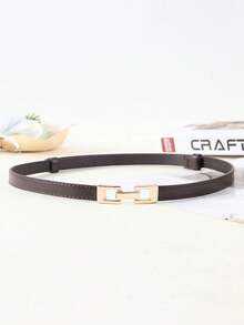 1 peça cinto elegante minimalista ajustável com fivela elástica na cintura, adequado para várias roupas e uso diário, verão, escola - Preto - Ver 5