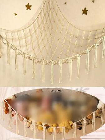 1 stuk Decoratieve hangmat opbergnet voor knuffeldieren, netvormige hangmatstof, decoratief opbergrek met haken voor de slaapkamer, net voor opbergnet voor knuffeldieren in de hangmat - decoratief net voor opbergnet voor knuffeldieren in de hangmat - hangend opbergrek voor knuffeldieren, decoratie voor grote kamers, Boheems net voor knuffeldieren of grote hangmat