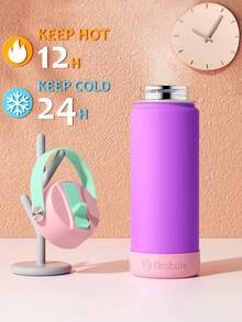 Insulated Water Bottle With Straw, 18oz 18/8 Stainless Steel Water Bottles With Lid, Tumbler Double Wall Vacuum Leak Proof Water Bottle For School, Sports, Travel - B8.Black - 查看 3
