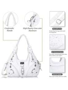 Angelkiss 女士单肩包和手提包，大号日常单肩包，旅行必备，情人节礼物，房间装饰，钱包必备，女士化妆包，钱包必备单品，邮轮必备，设计师手提包，基础款，梳妆必备，房间，可爱化妆包 - 白色 - 查看 6