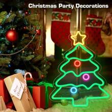 USB-betriebenes LED Weihnachtsbaum Neon Schild - perfekt für Schlafzimmer, Hausparty & Gartendekoration - ideales Weihnachtsgeschenk