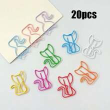 20 pièces/40 pièces Clips de reliure mignons en forme de clé de sol, fournitures de bureau créatives, pinces à papier colorées, couleur aléatoire, fournitures scolaires, rentrée scolaire