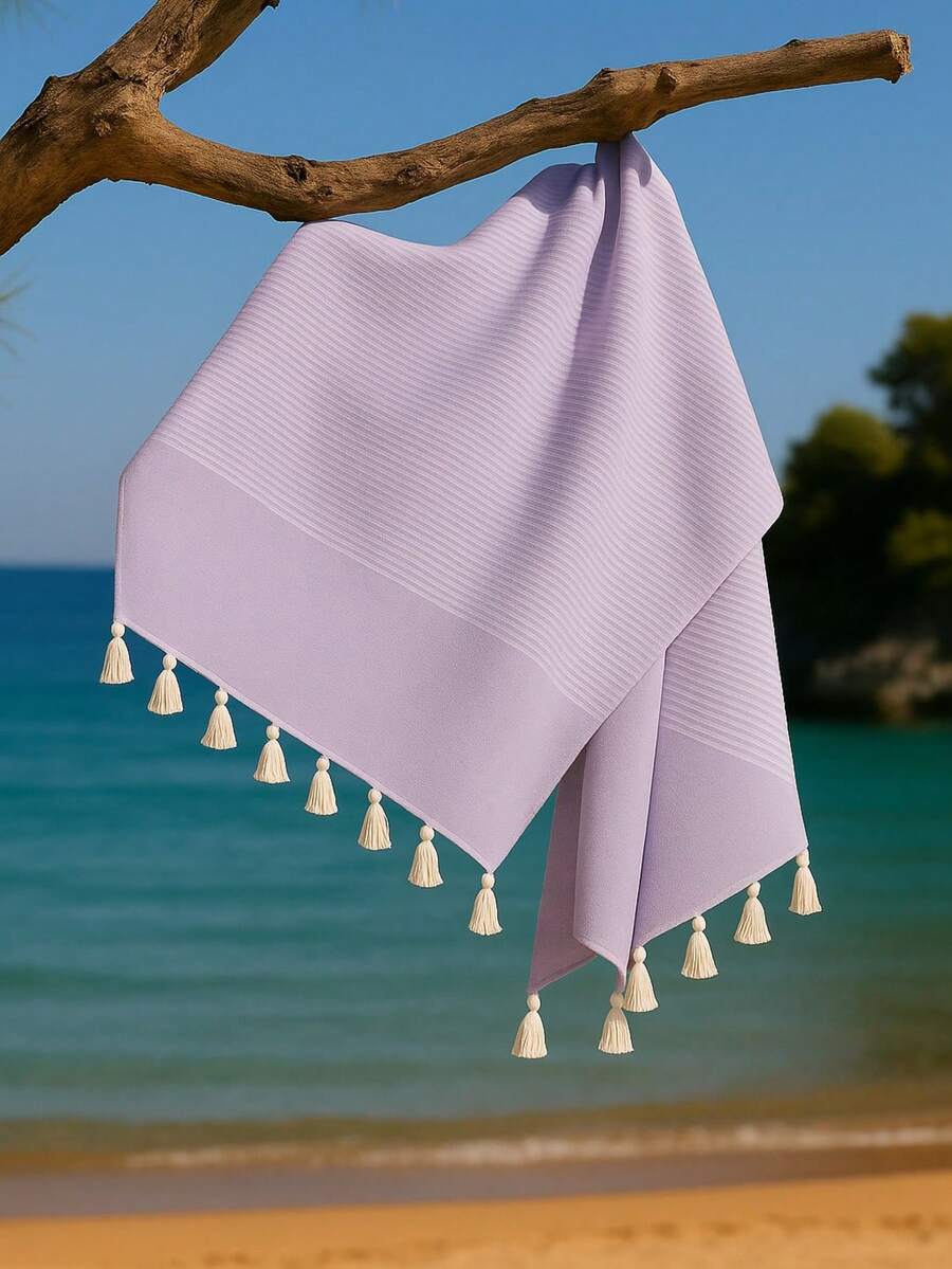 Duży ręcznik plażowy 90x170 cm – 100% bawełny – miękki, chłonny i szybkoschnący – wyprodukowany w Turcji – uniwersalny do użytku w podróży, na basenie i w wannie - Kolor khaki - Zobacz 1