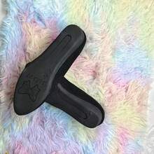 女士优雅黑色一脚蹬平底鞋 - 舒适时尚，橡胶鞋底，合成衬里，适合所有季节，尖头设计