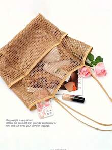 Túi xách đi biển lưới nhiều ngăn chống thấm nước được nâng cấp, túi đeo vai dung tích lớn, túi đi biển chống thấm nước mới năm 2025 dành cho nữ, thích hợp cho kỳ nghỉ biển, bơi lội, du lịch gia đình và các dịp khác. - Màu Khaki - Xem 7