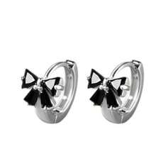 1 Piece Of Sterling Silver New Black Bow Earrings For Women With Micro-Inlay Design Classic Fashion Temperament Sweet Earrings