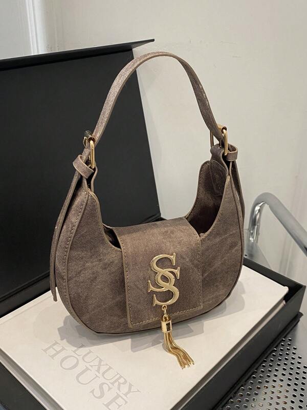 Women's Personalized Sling Bag, New Casual Korean Style Crescent Bag, Fashion Chain Simple Shoulder Crossbody Bag