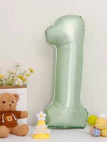 40 英寸 Ins 风格婴儿粉色和蓝色数字铝箔气球，生日派对装饰，复古橄榄绿数字气球 - 綠色 - 查看 2