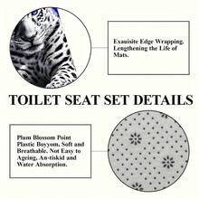 4-Piece Set Of Blue Rose And White Tiger Pattern Bathroom, Bathroom Curtain Shower, Shower Curtain, Bathroom Kit, Bathroom Supplies, Shower Curtain Kit, Shower Curtain, Bathroom Decoration, Bathroom Kit, Shower Winter Bathroom Accessories, Christmas Gift