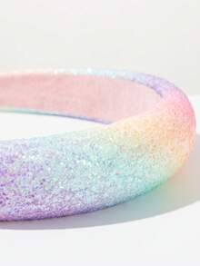 1 件韩国时尚彩虹金色头带，女士夏季度假彩色发饰，发带，发箍 - 海綿亮片 - 查看 2